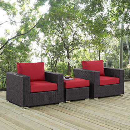 Convene 3 Piece Outdoor Patio Sofa Set - Espresso Red