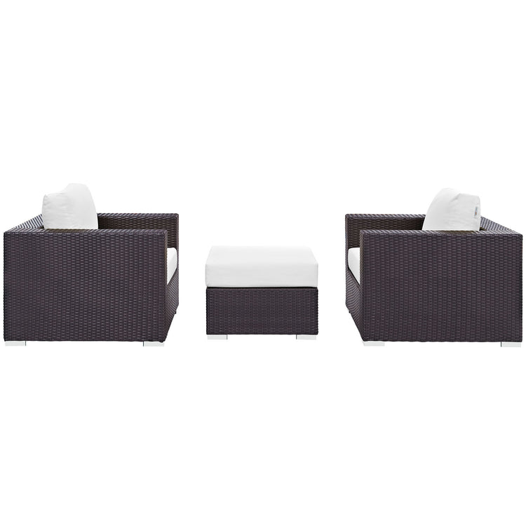 Convene 3 Piece Outdoor Patio Sofa Set - Espresso White