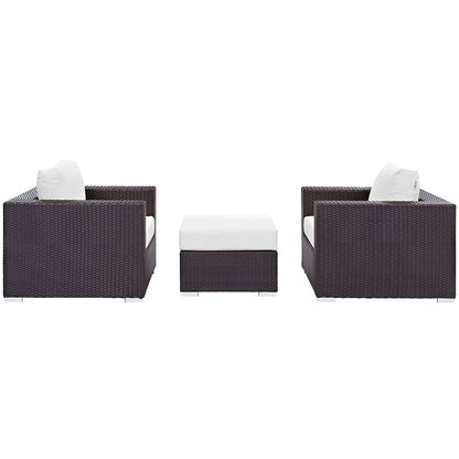 Convene 3 Piece Outdoor Patio Sofa Set - Espresso White