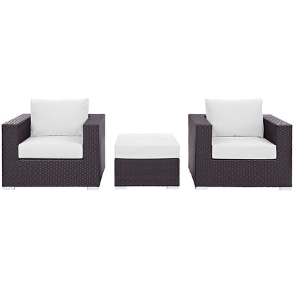 Convene 3 Piece Outdoor Patio Sofa Set - Espresso White