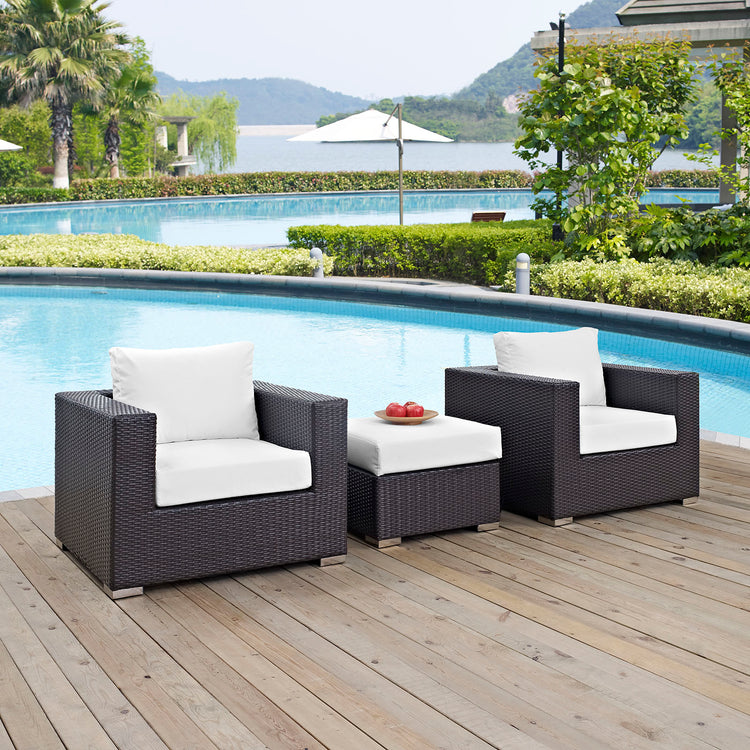 Convene 3 Piece Outdoor Patio Sofa Set - Espresso White