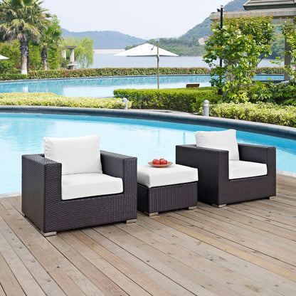 Convene 3 Piece Outdoor Patio Sofa Set - Espresso White