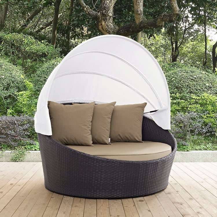 Convene Canopy Outdoor Patio Daybed - Espresso Mocha