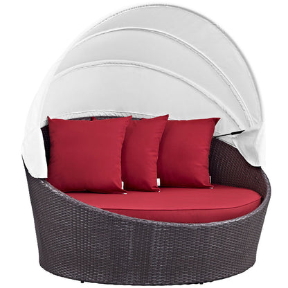Convene Canopy Outdoor Patio Daybed - Espresso Red