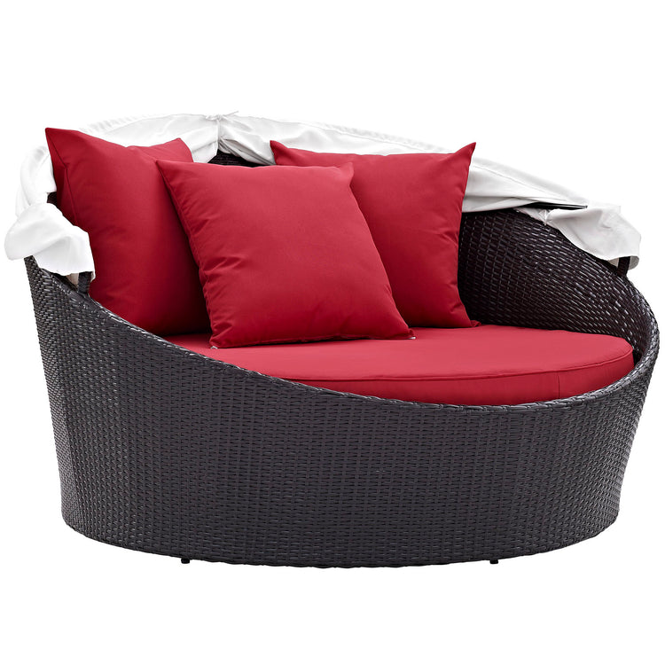 Convene Canopy Outdoor Patio Daybed - Espresso Red
