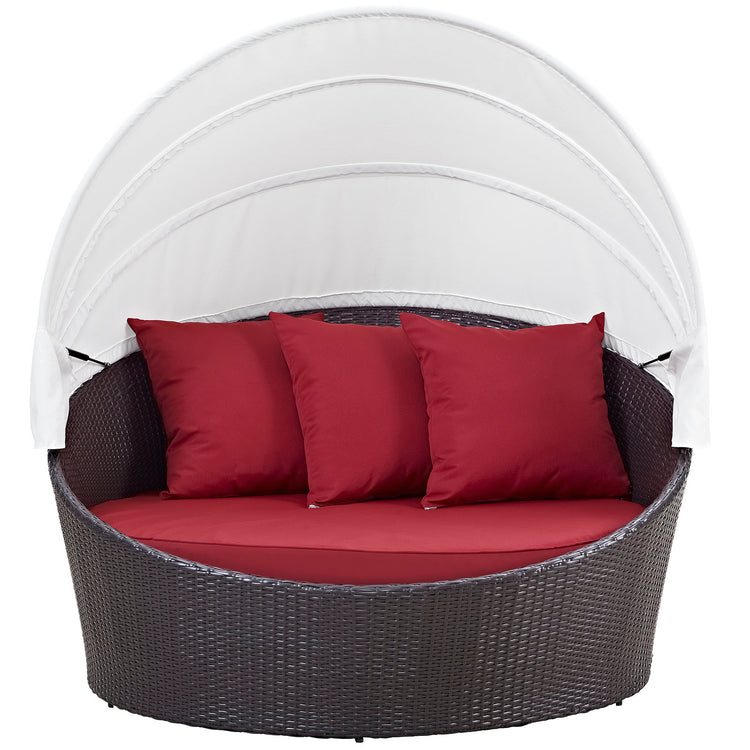 Convene Canopy Outdoor Patio Daybed - Espresso Red