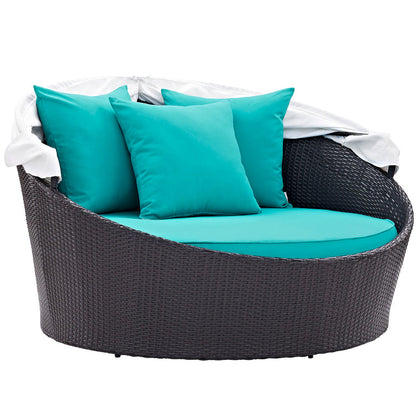 Convene Canopy Outdoor Patio Daybed - Espresso Turquoise