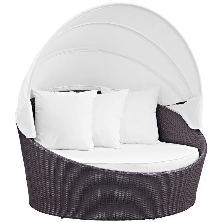 Convene Canopy Outdoor Patio Daybed - Espresso White