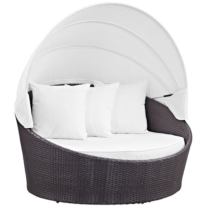 Convene Canopy Outdoor Patio Daybed - Espresso White