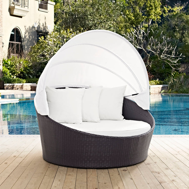 Convene Canopy Outdoor Patio Daybed - Espresso White