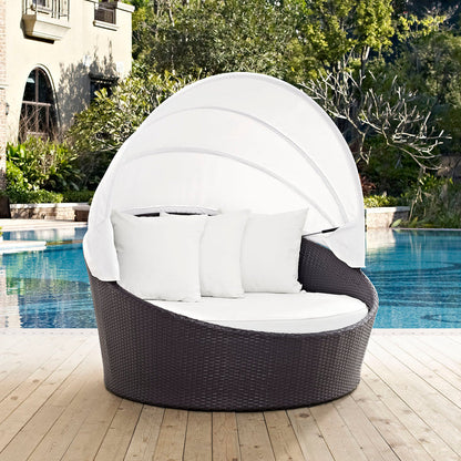 Convene Canopy Outdoor Patio Daybed - Espresso White