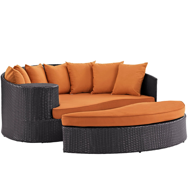 Convene Outdoor Patio Daybed - Espresso Orange