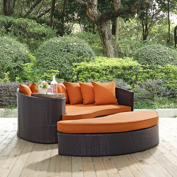 Convene Outdoor Patio Daybed - Espresso Orange