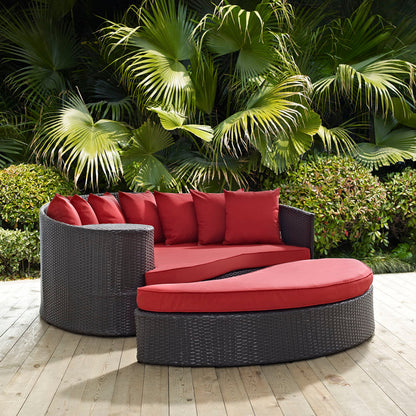 Convene Outdoor Patio Daybed - Espresso Red