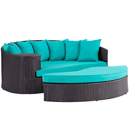 Convene Outdoor Patio Daybed - Espresso Turquoise