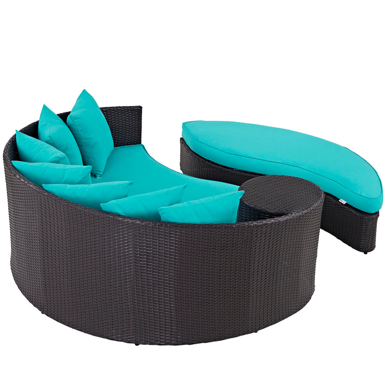 Convene Outdoor Patio Daybed - Espresso Turquoise