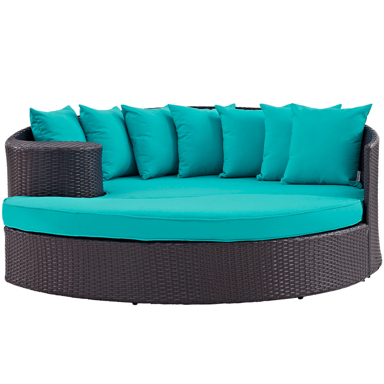 Convene Outdoor Patio Daybed - Espresso Turquoise