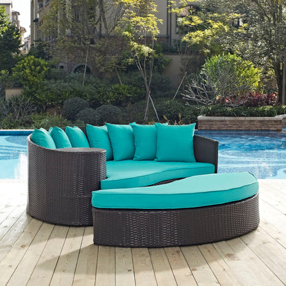 Convene Outdoor Patio Daybed - Espresso Turquoise
