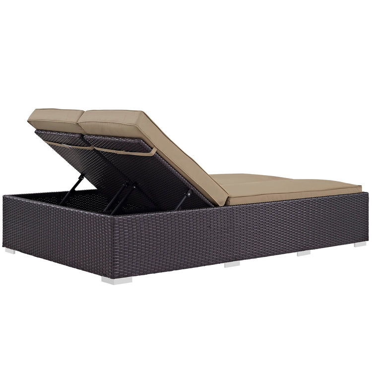 Convene Double Outdoor Patio Chaise - Espresso Mocha