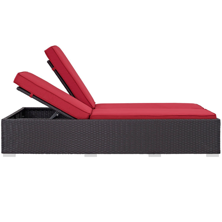 Convene Double Outdoor Patio Chaise - Espresso Red