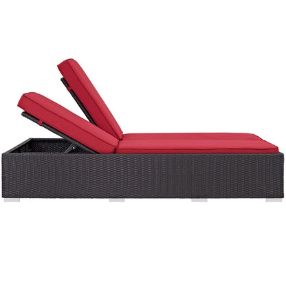 Convene Double Outdoor Patio Chaise - Espresso Red