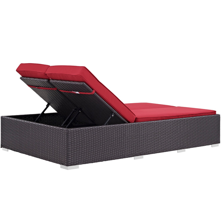 Convene Double Outdoor Patio Chaise - Espresso Red