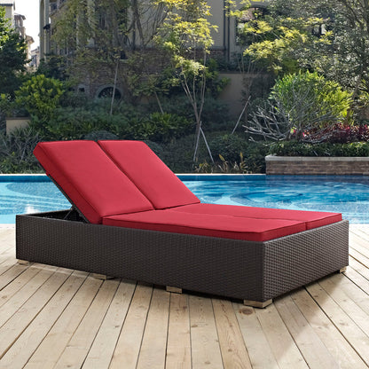 Convene Double Outdoor Patio Chaise - Espresso Red