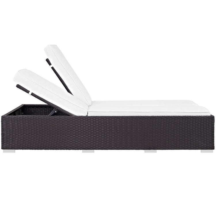 Convene Double Outdoor Patio Chaise - Espresso White