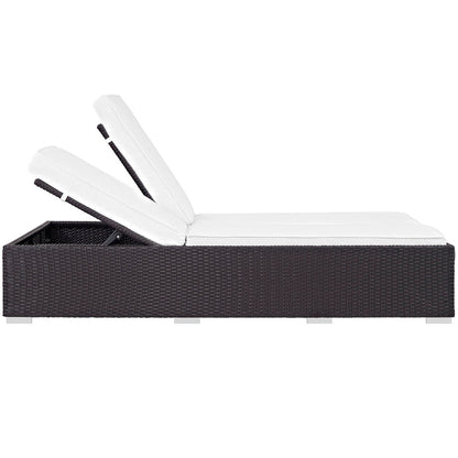 Convene Double Outdoor Patio Chaise - Espresso White
