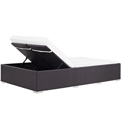 Convene Double Outdoor Patio Chaise - Espresso White