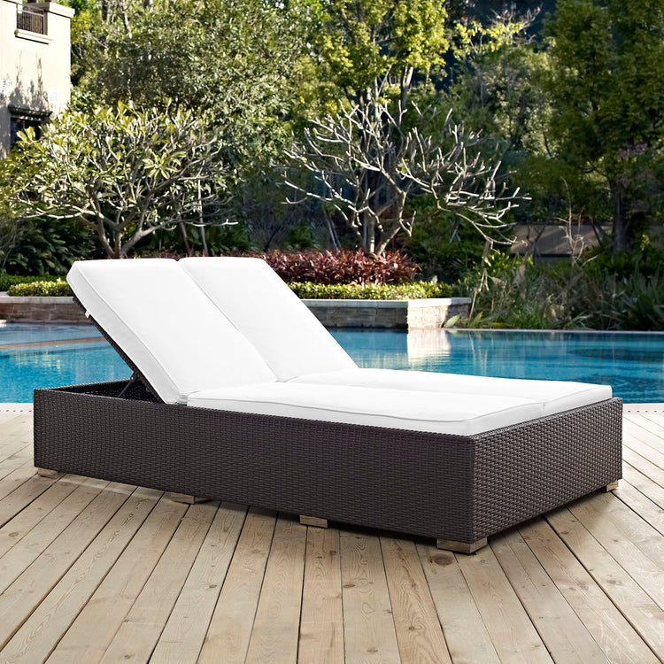 Convene Double Outdoor Patio Chaise - Espresso White