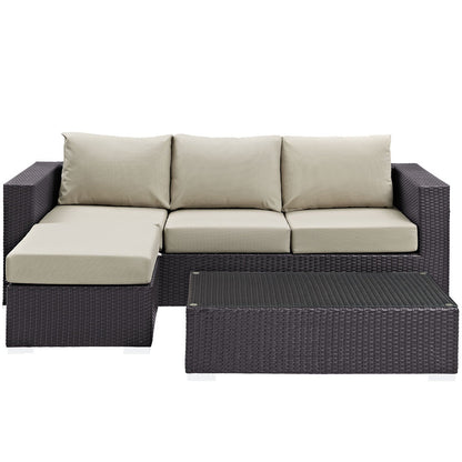 Convene 3 Piece Outdoor Patio Sofa Set - Espresso Beige