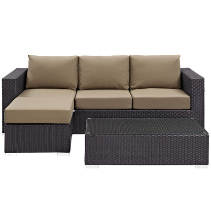 Convene 3 Piece Outdoor Patio Sofa Set - Espresso Mocha