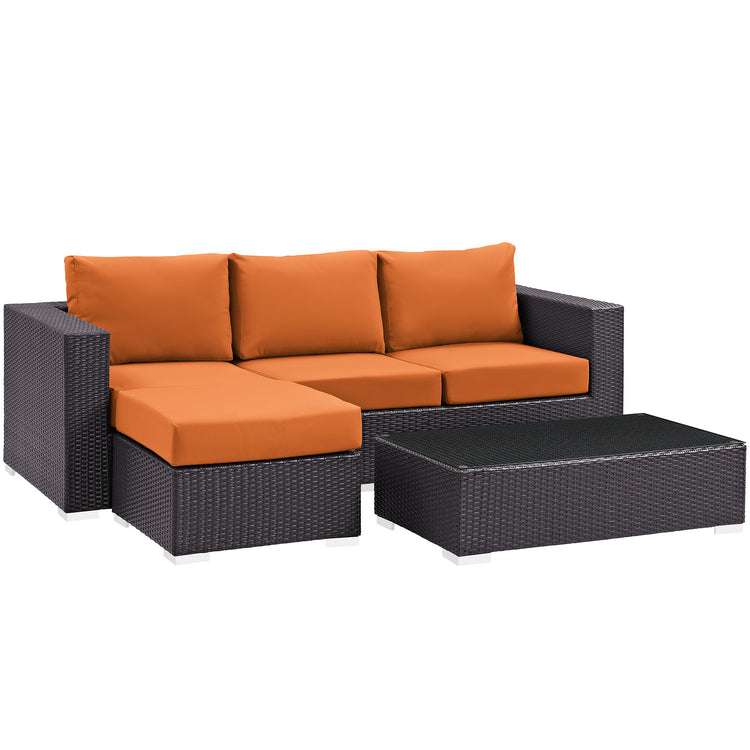 Convene 3 Piece Outdoor Patio Sofa Set - Espresso Orange