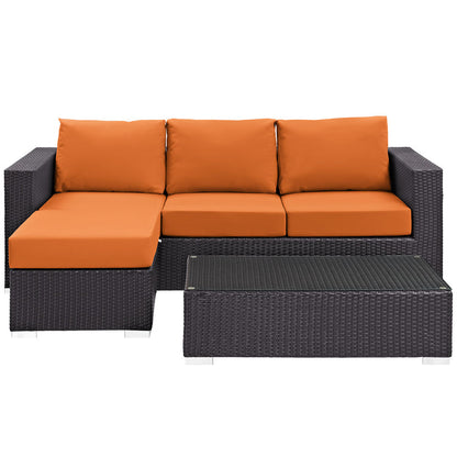 Convene 3 Piece Outdoor Patio Sofa Set - Espresso Orange