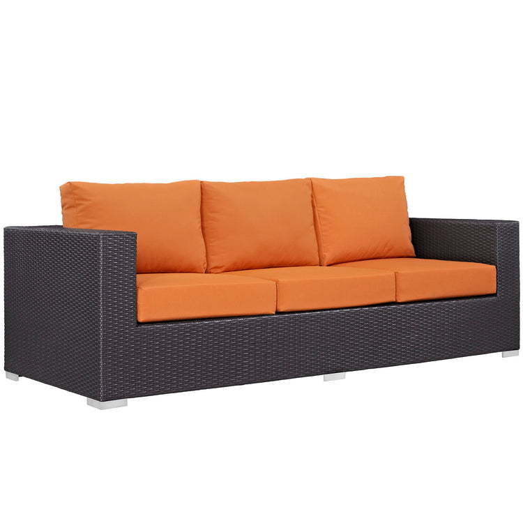 Convene 3 Piece Outdoor Patio Sofa Set - Espresso Orange