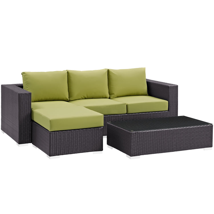 Convene 3 Piece Outdoor Patio Sofa Set - Espresso Peridot