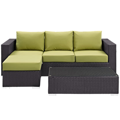 Convene 3 Piece Outdoor Patio Sofa Set - Espresso Peridot