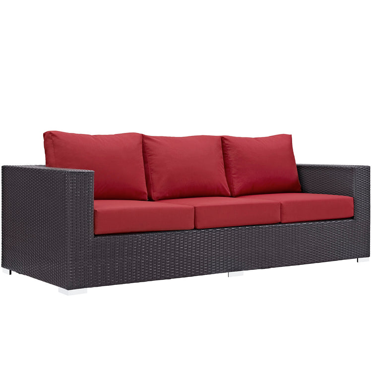 Convene 3 Piece Outdoor Patio Sofa Set - Espresso Red