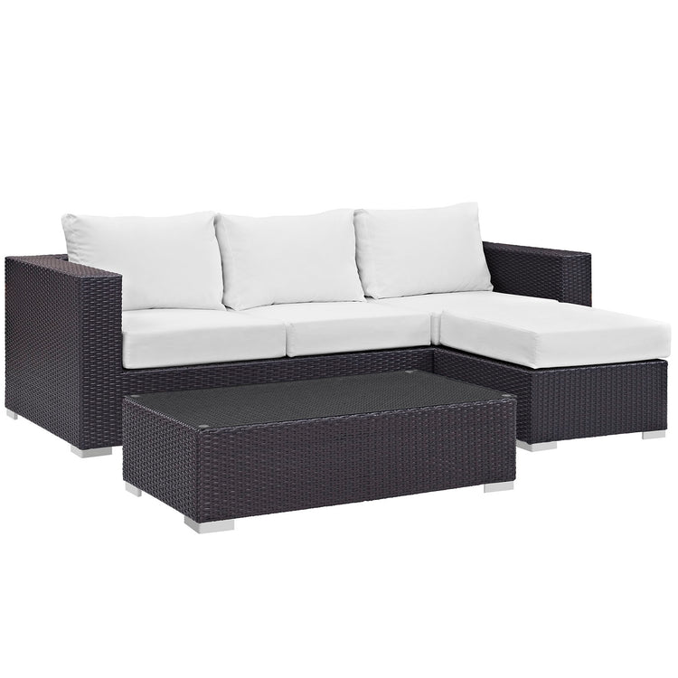 Convene 3 Piece Outdoor Patio Sofa Set - Espresso White