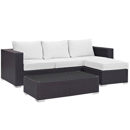 Convene 3 Piece Outdoor Patio Sofa Set - Espresso White