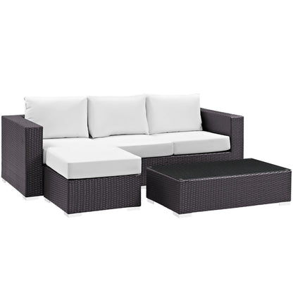 Convene 3 Piece Outdoor Patio Sofa Set - Espresso White