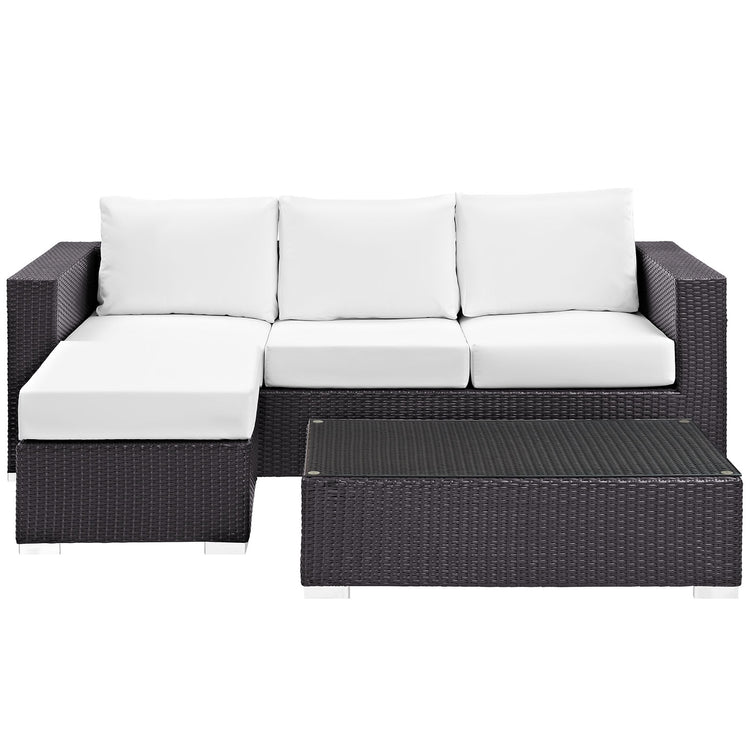 Convene 3 Piece Outdoor Patio Sofa Set - Espresso White