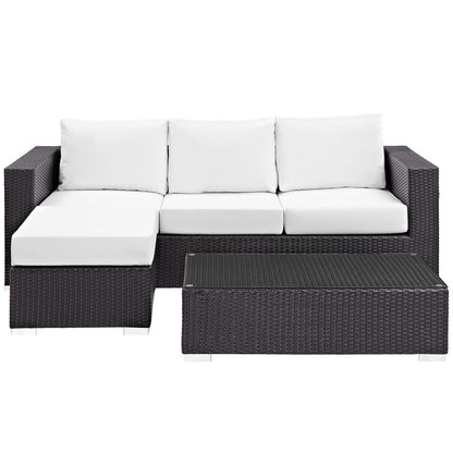 Convene 3 Piece Outdoor Patio Sofa Set - Espresso White
