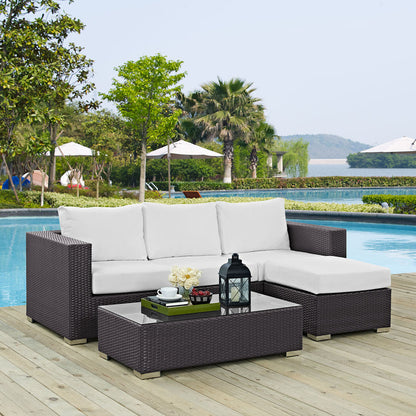 Convene 3 Piece Outdoor Patio Sofa Set - Espresso White