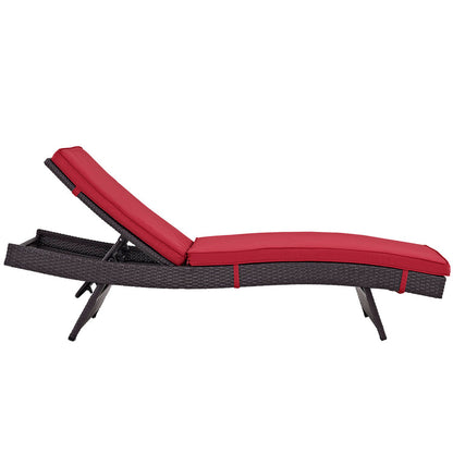 Convene Outdoor Patio Chaise - Espresso Red