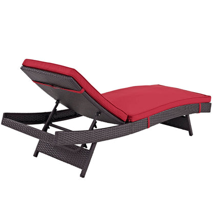 Convene Outdoor Patio Chaise - Espresso Red