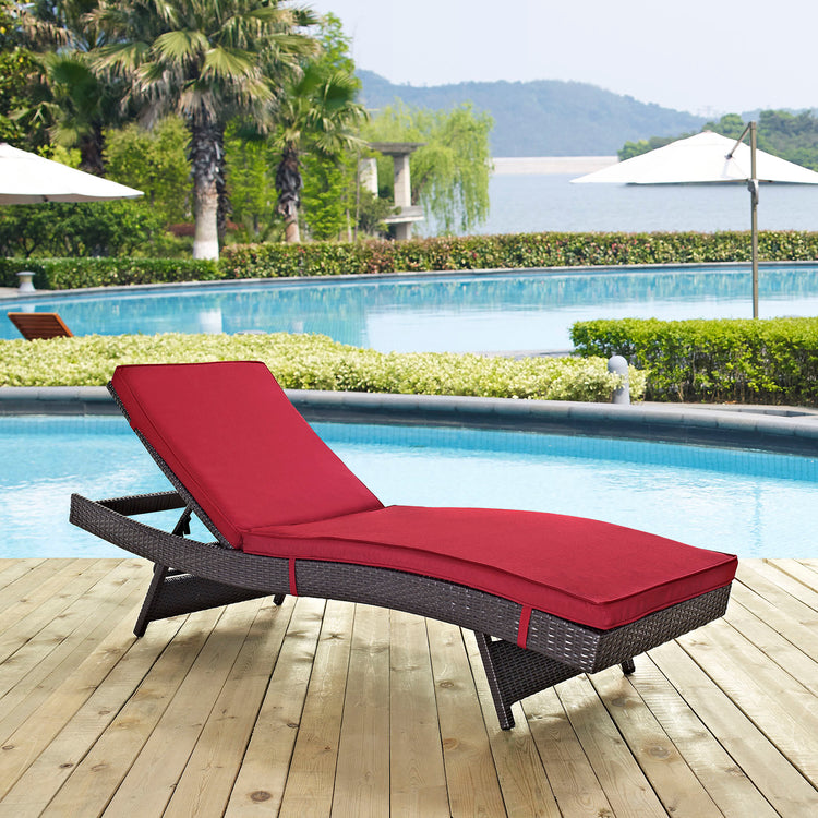 Convene Outdoor Patio Chaise - Espresso Red
