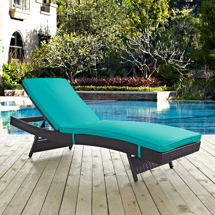 Convene Outdoor Patio Chaise - Espresso Turquoise