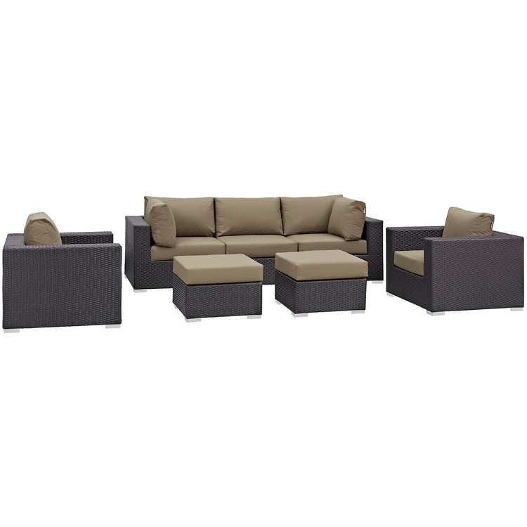 Convene 7 Piece Outdoor Patio Sectional Set - Espresso Mocha